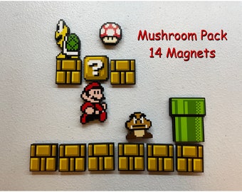 Mario Bros 3 Magnets - 14-Magnet Mushroom Pack - Nintendo Super Mario Brothers