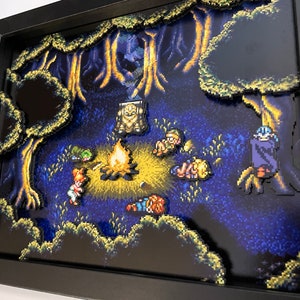 Chrono Trigger - Fiona&#39;s Forest - Campfire 8x10 3D Shadow Box!