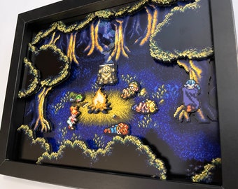 Chrono Trigger - Fiona's Forest - Campfire 8x10 3D Shadow Box!