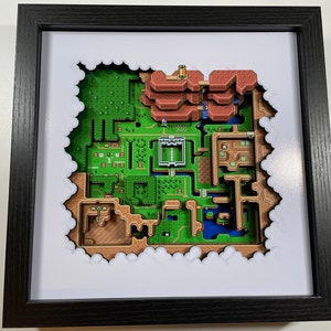 Legend of Zelda: A Link to the Past Hyrule Map The Light World 9x9 3D Shadow Box image 3