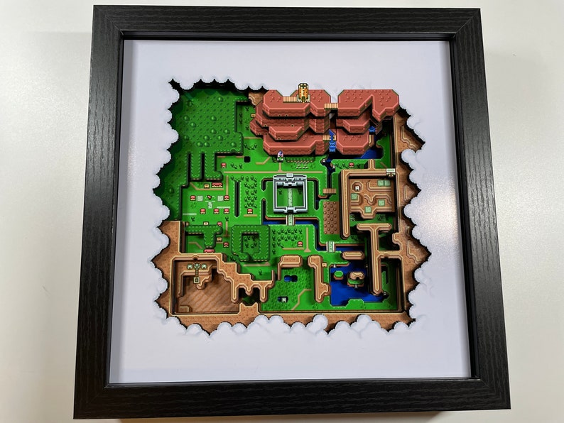 Legend of Zelda: A Link to the Past Hyrule Map The Light World 9x9 3D Shadow Box image 3