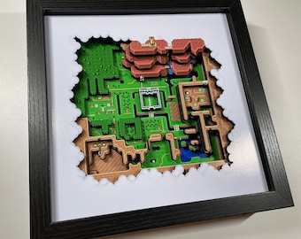 Legend of Zelda: A Link to the Past - Hyrule Karte - Die Lichtwelt 9x9 3D Schattenbox!