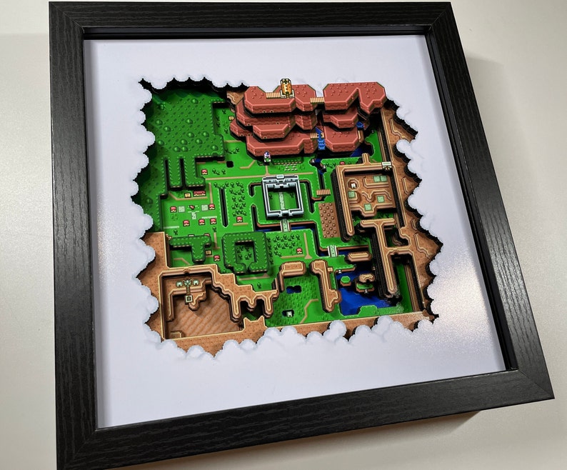 Legend of Zelda: A Link to the Past Hyrule Map The Light World 9x9 3D Shadow Box image 1