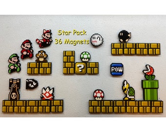 Mario Bros 3 Magnets - 36-Magnet Star Pack - Nintendo Super Mario Brothers