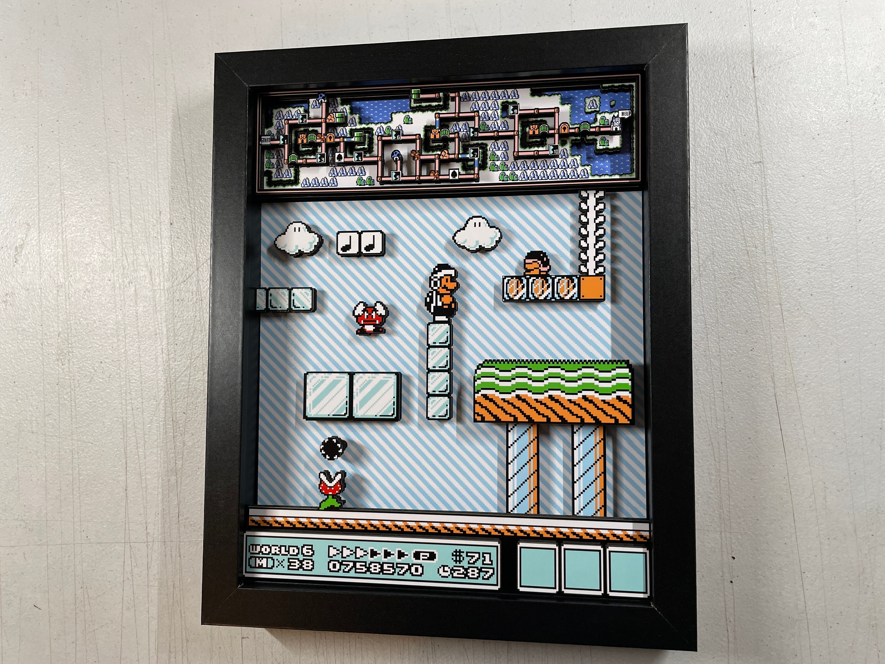 Mario Brothers 3 - NES Ice World - 8x10 3D Shadow Box!