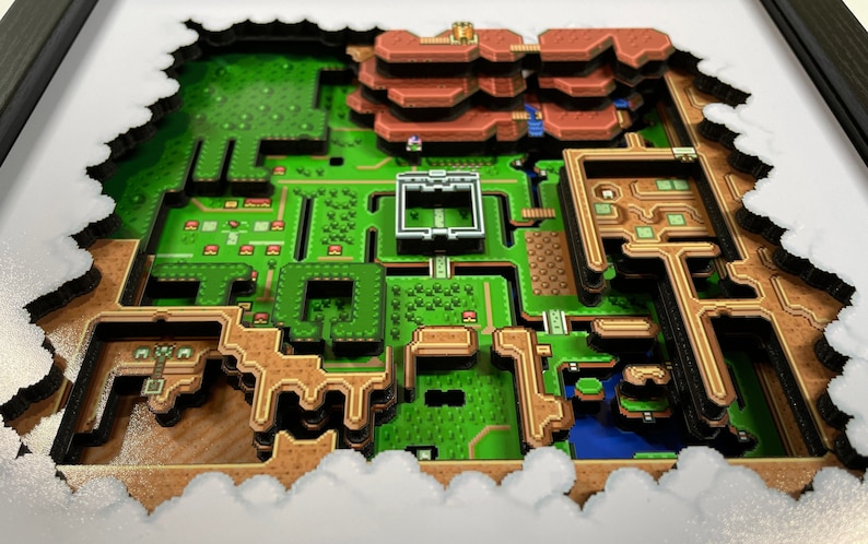 Legend of Zelda: A Link to the Past Hyrule Map The Light World 9x9 3D Shadow Box image 4