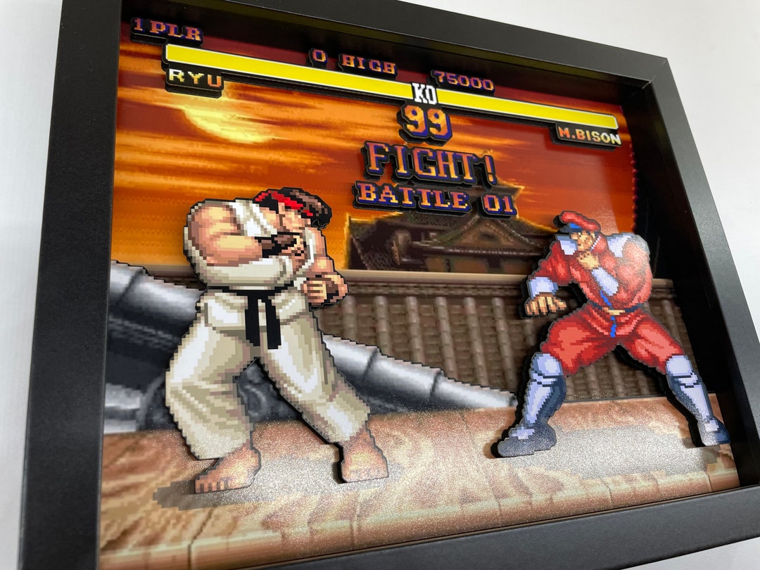 Street Fighter 2 - 3D Shadow Box! Ryu Vs M. Bison! - Etsy
