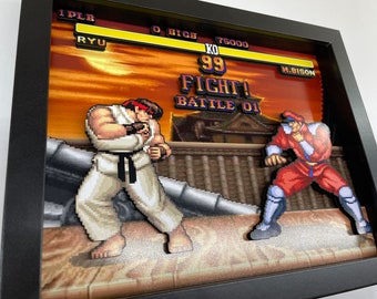 Street Fighter 2 - 3D Shadow Box!  Ryu vs M. Bison!