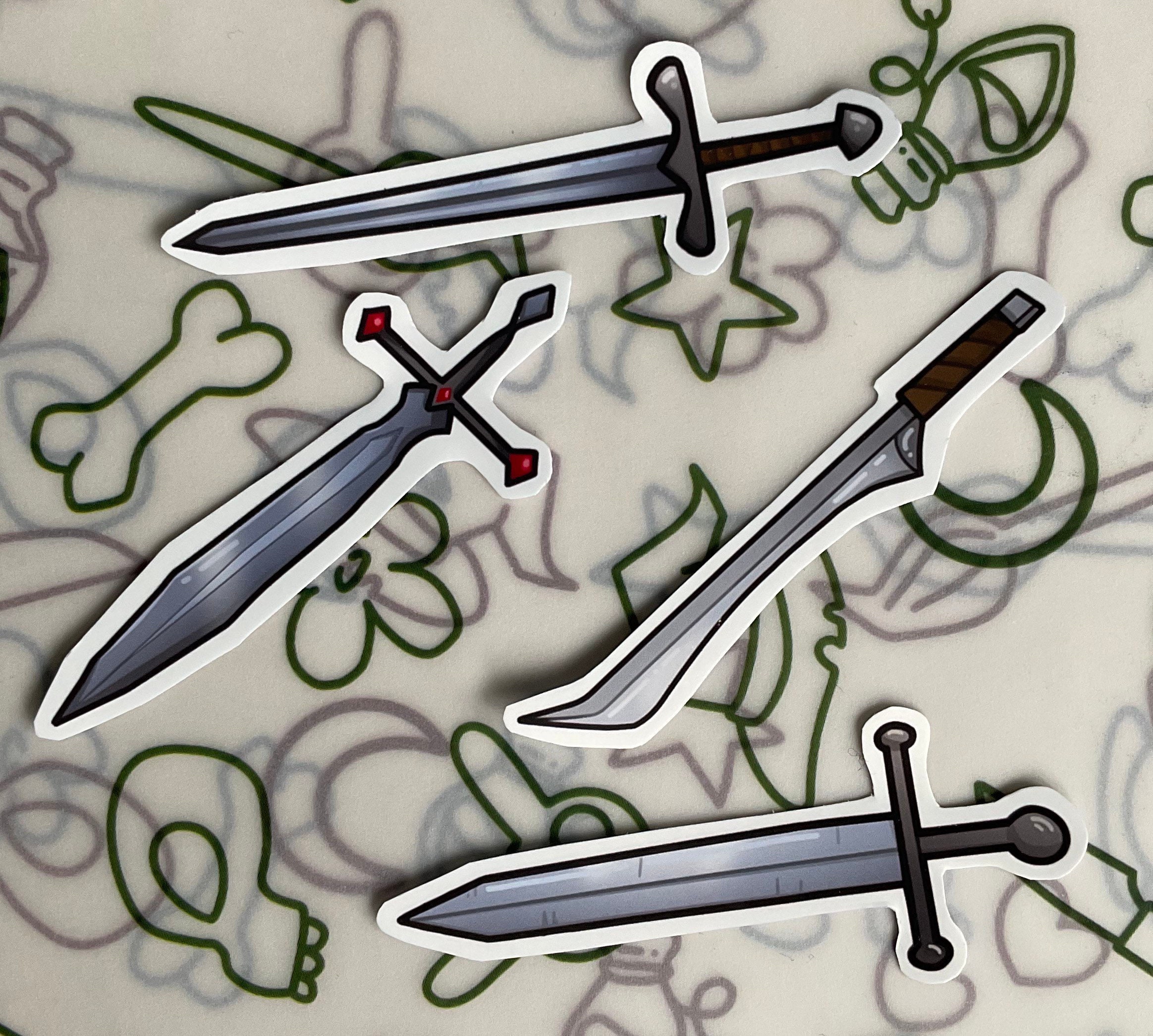 Fantasy Swords Glossy Vinyl Sticker Pack Etsy