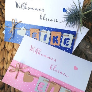 Geburtskarte Willkommen kleine...personalisierte Klappkarte zur Geburt in 3 Farben, Mädchen und Jungen