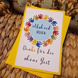 Abschiedsgeschenk 2025 Kindergarten oder Tagesmutter Klappkarte mit Umschlag, Abschied Lehrerin / Erzieherin
