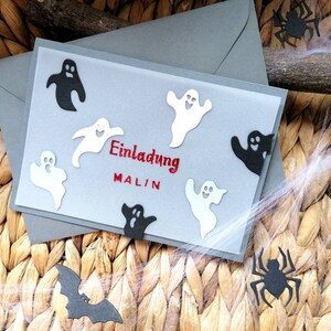 Geburtstagskarte, Einladung zur Geisterparty, Halloween Einladung, Kindergeburtstag, Geister, personalisiert