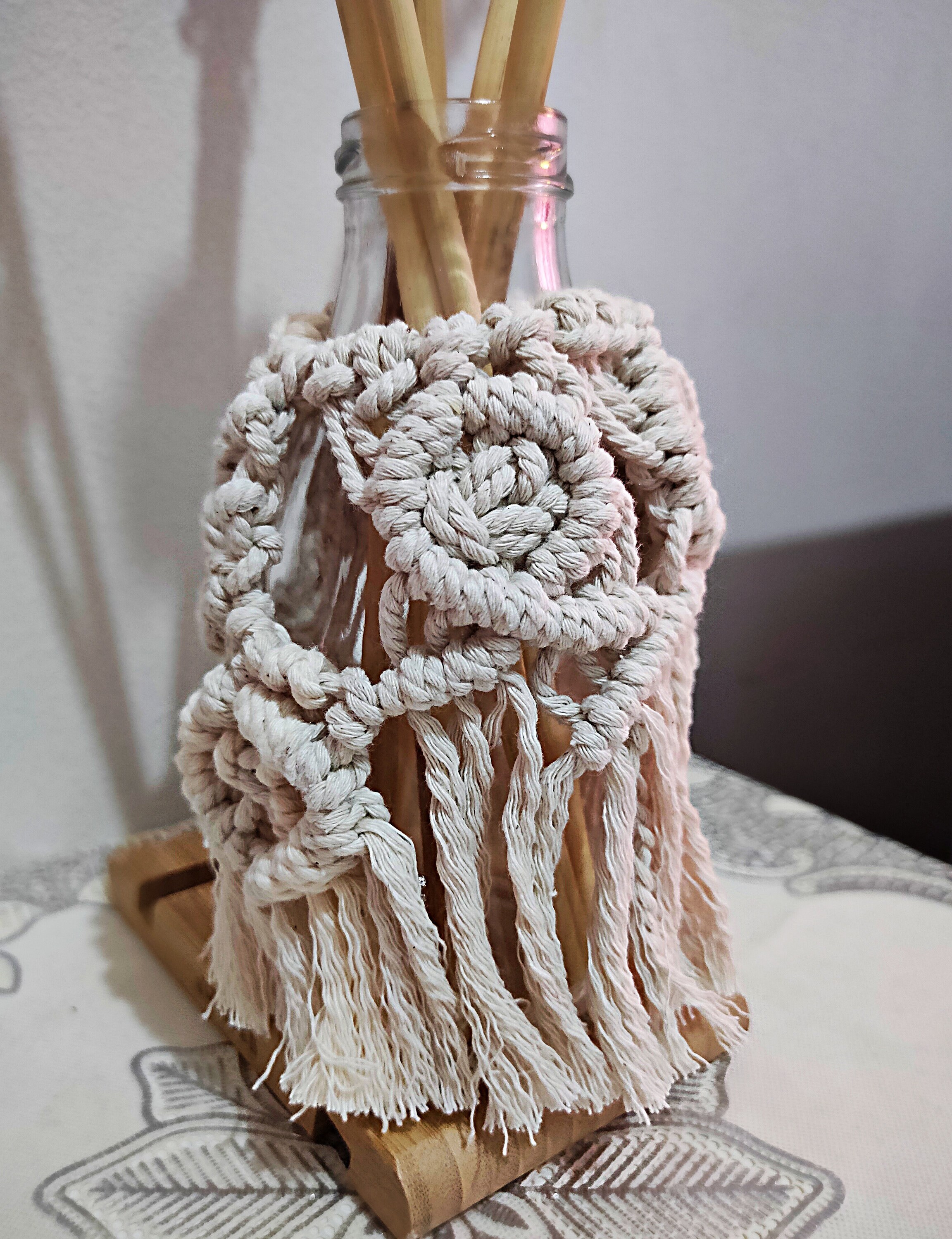 Macrame Bottle Cover Macrame vase Cover Bohemian Style Etsy