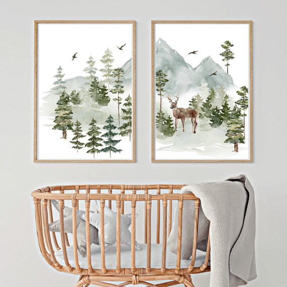 Gender Neutral Nursery Prints Woodland Nursery Decor Girl Etsy