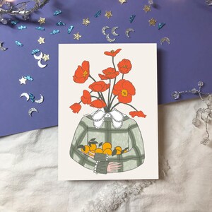 Illustration ~ Demoiselle aux Coquelicots ~ Collection Renouveau ~ A6 Postcard ~ Luniversdelumi x Cloquelicot art