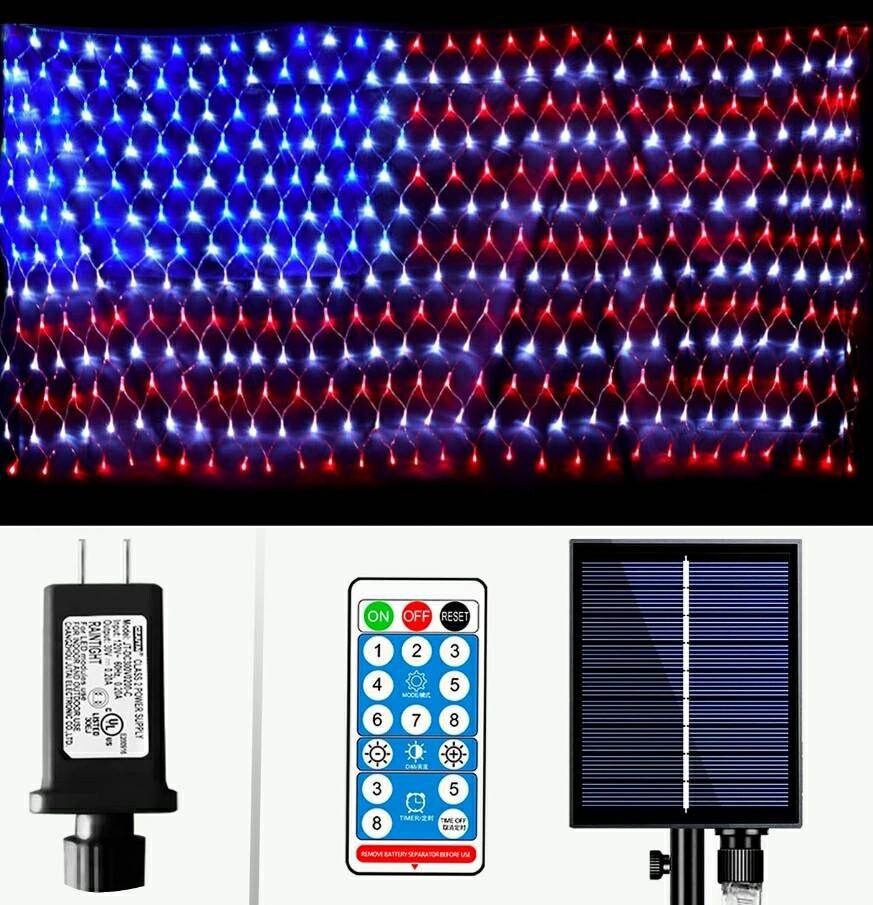 American Flag Lights Solar Outdoor LED Solar String Lights Etsy