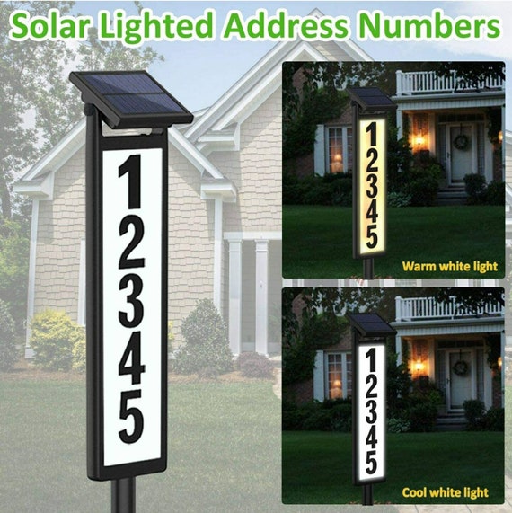 Solar Lighted House Numbers for Outside Waterproof Address Etsy