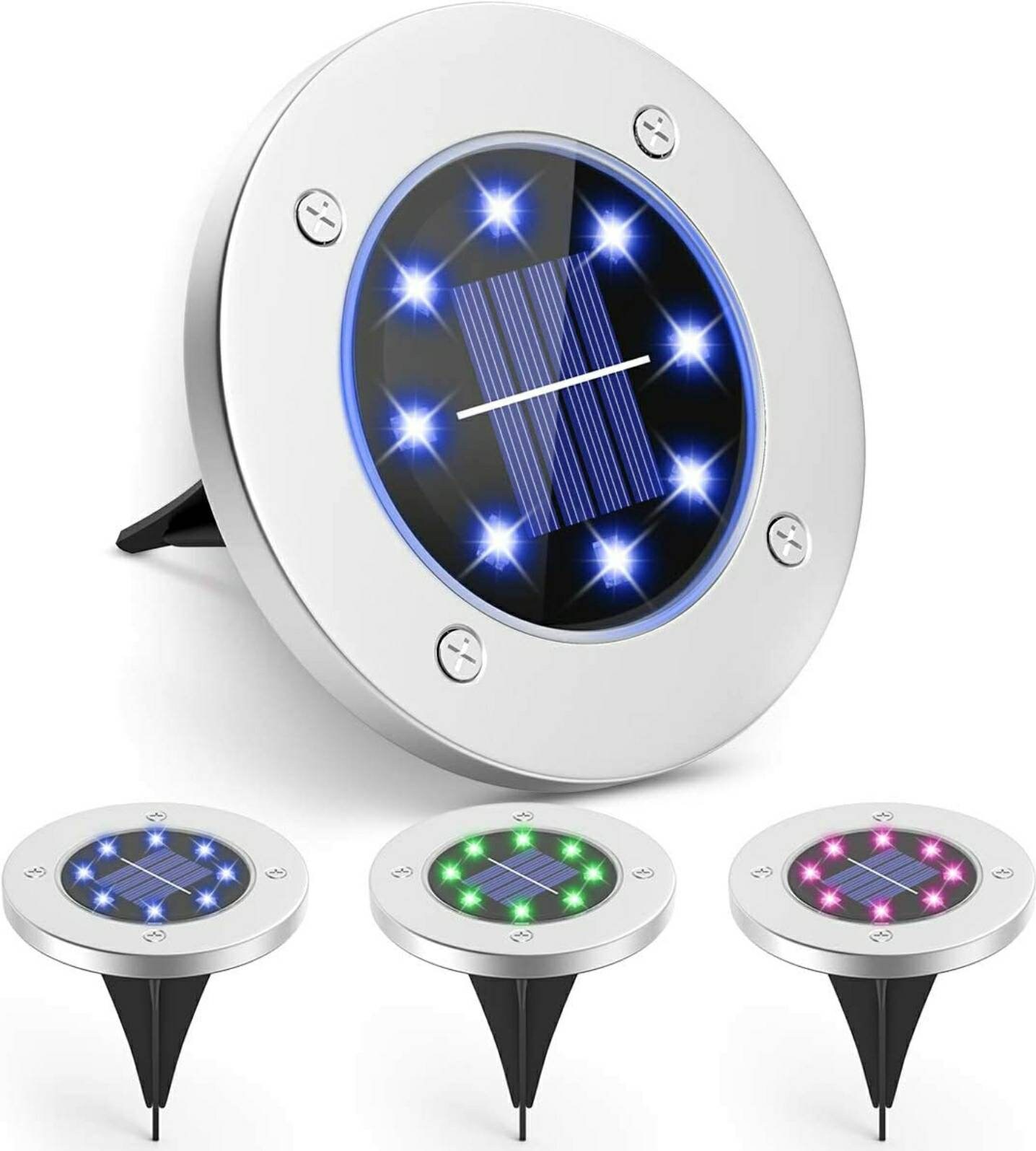 Luces solares del suelo al aire libre 4 Pack 8 LED de colores | Etsy