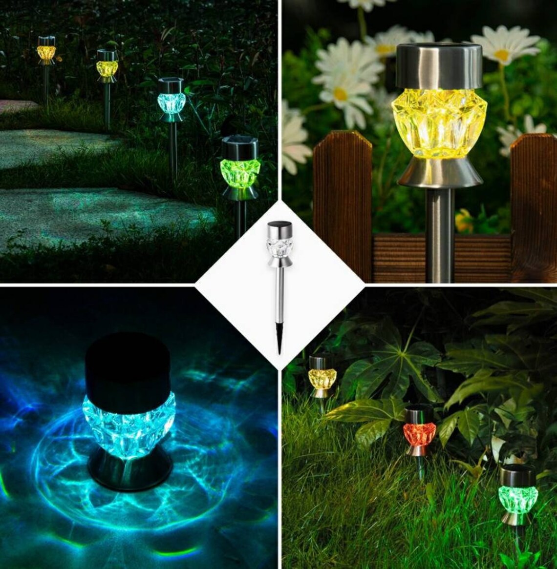 Solar Path Lights Outdoor 6 Pack Solar Color Lights Etsy