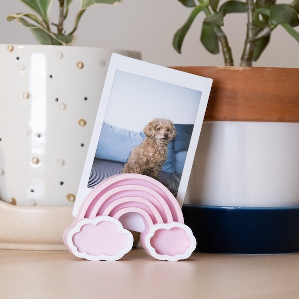Rainbow Clouds Photo Stand, Unique Card Holder, Personalized Gift, Wedding, Baby, Birthday, Housewarming Gift, 3D Printed