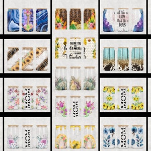 MEGA BUNDLE 16oz Libbey Glass Can Tumbler Seamless Sublimation Designs, Glass Can Wrap png, Libbey Can Template, 16oz Libbey Wrap PNG
