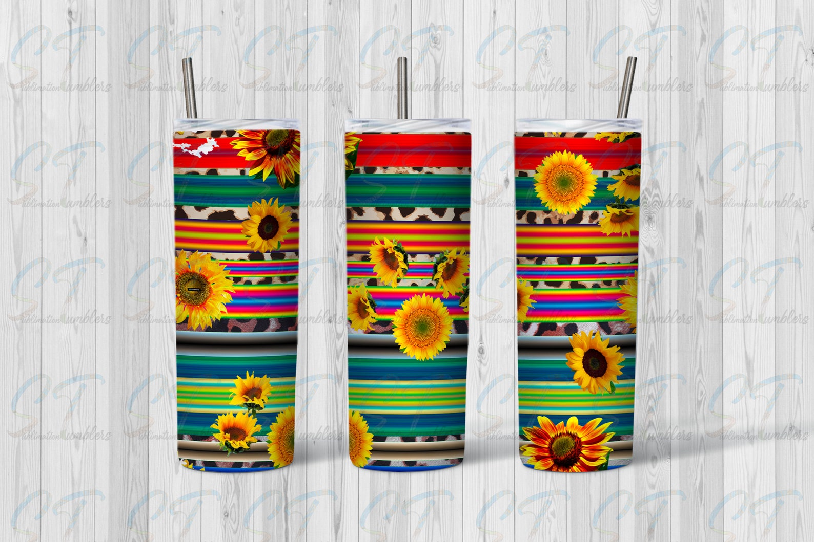 Download Serape Leopard Sunflower 20 oz Skinny Tumbler Sublimation ...