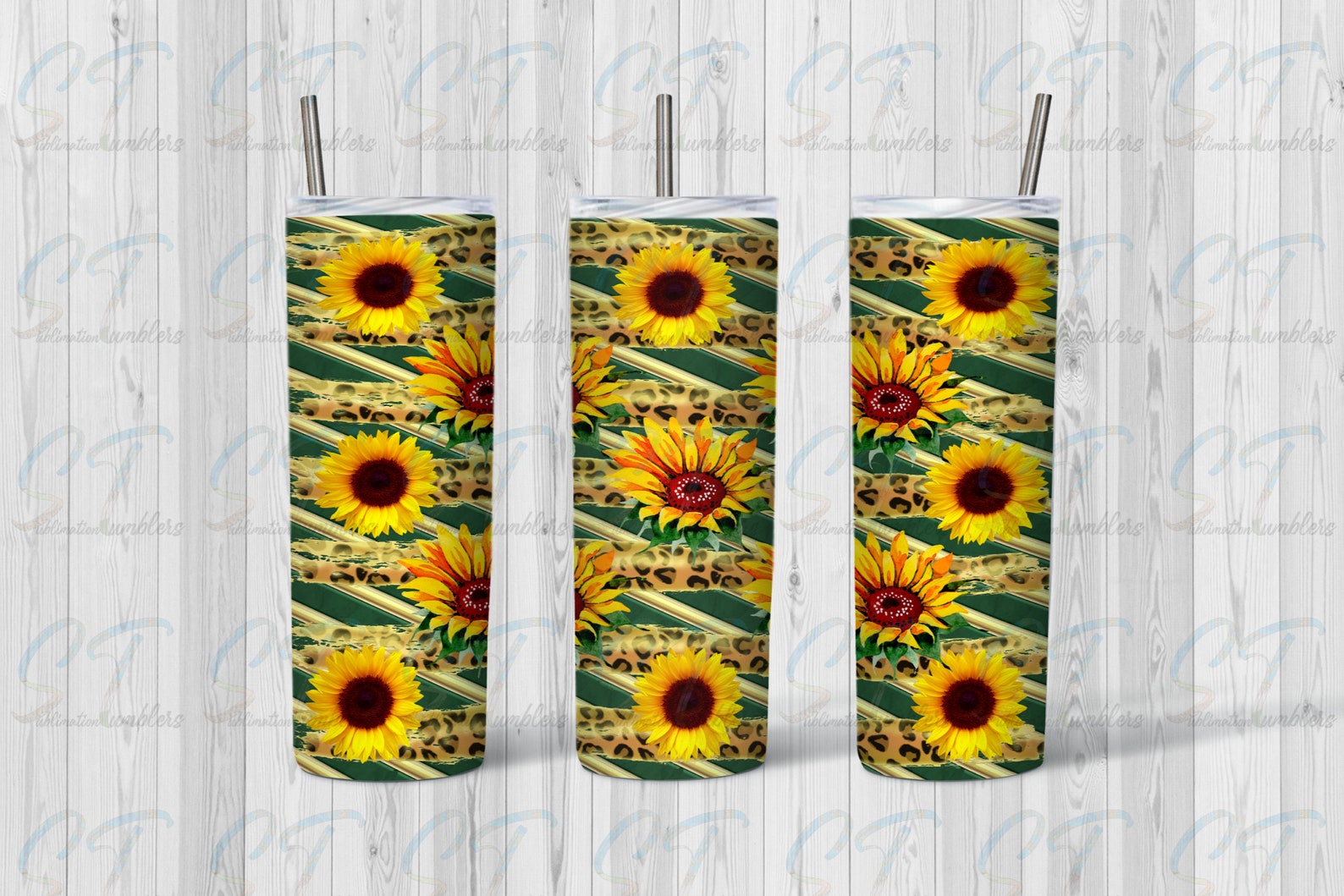 Download Leopard Watercolor Sunflower 20 oz Skinny Tumbler ...