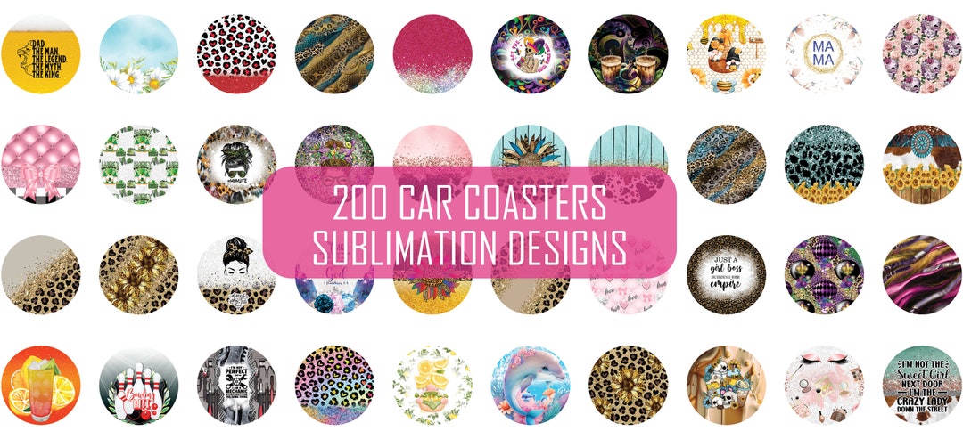 Car Coasters Mega Bundle, Car Coasters Sublimation Designs, Circle ...