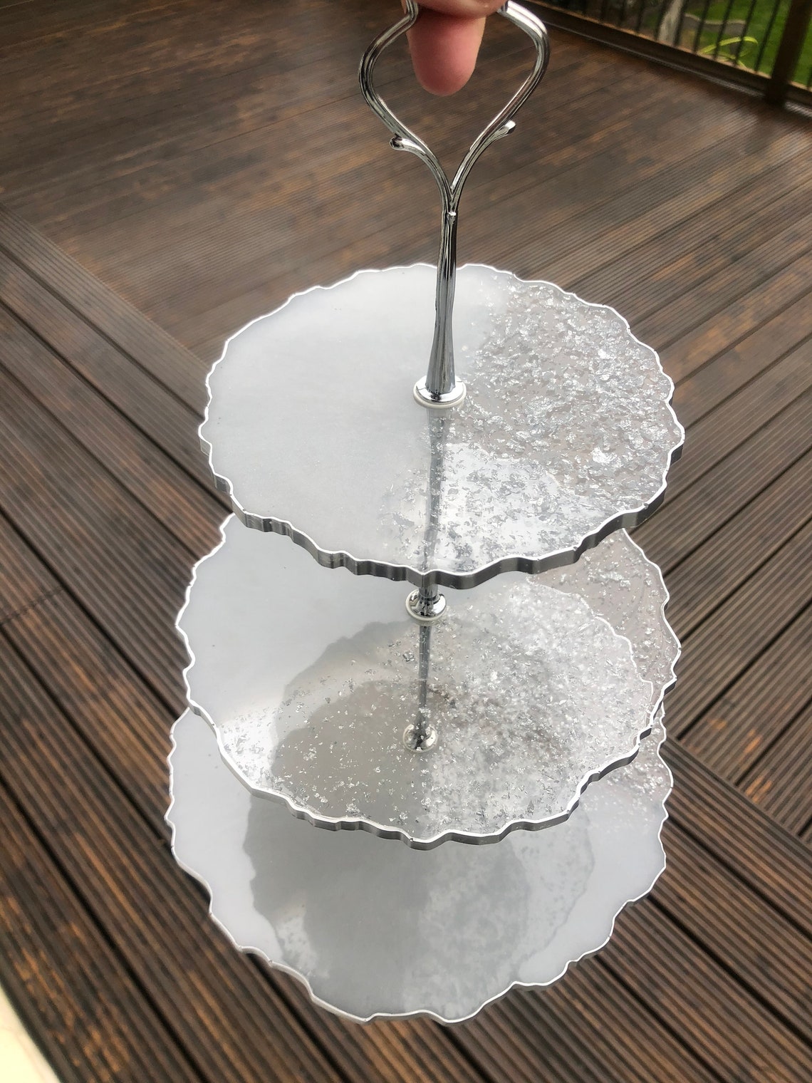 Grey & Silver Cake Stand Etsy