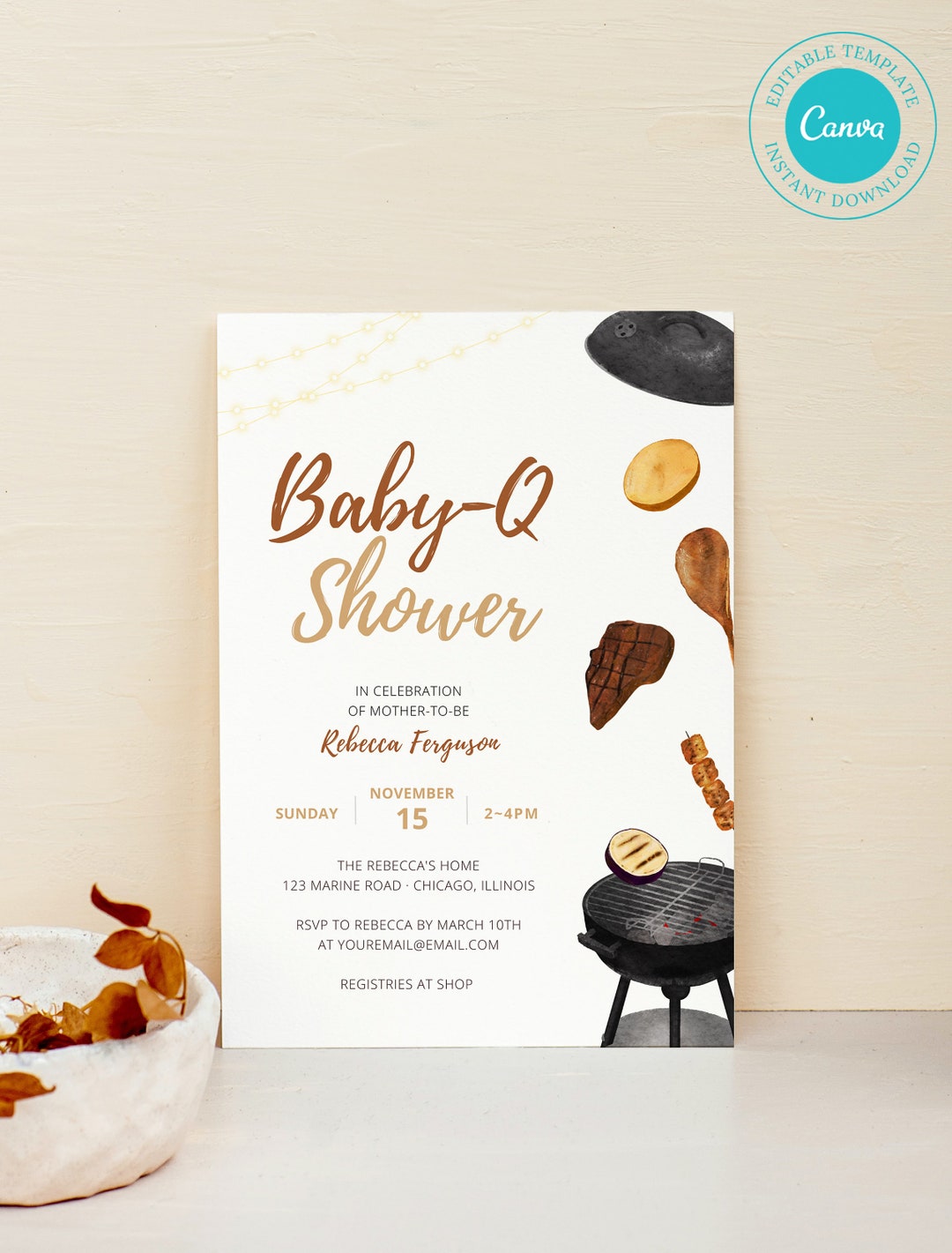 BBQ Baby Shower Invitation Template, Baby- Q Invitation,backyard Baby ...