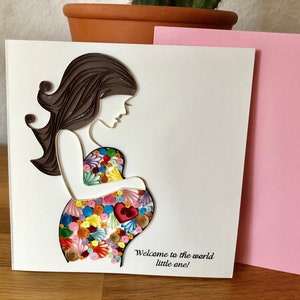 Glückwunsch-Karte, Hand gefedert Karte, Geschenk für sie, Glückwunsch auf Schwangerschaft Karte, Karte für eine Mutter zu sein