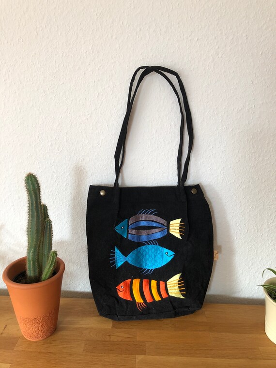 Embroidered corduroy tote bag hotsell