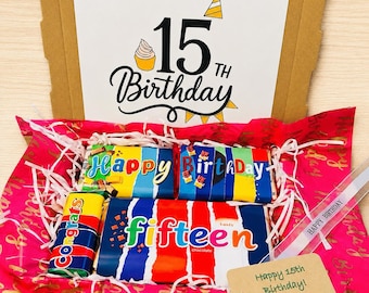 Personalised 15th Birthday Chocolate Bar Gift, 15 Year Old Birthday Gift