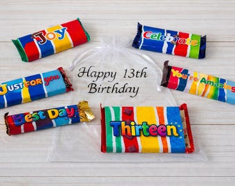Personalised 13th Birthday Chocolate Gift Bag, Assorted Chocolates, Thirteen, Teenager gift, Sweet Treats