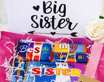 Promoted to Big Sister Chocolate Gift Box, Personalised Announcement