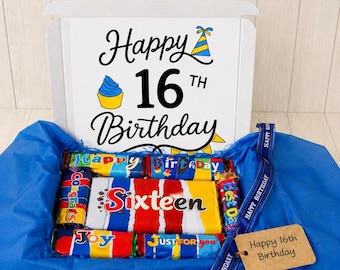16th Birthday Gift, Chocolate Gift, Teenager, Personalised, Sixteen, Sweet 16, Novelty gift.