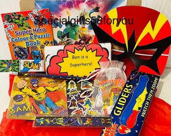 Child super hero gift, activity gift, pencil case, Personalised, children’s birthday gift, gift for boys, Christmas gift, get well soon,