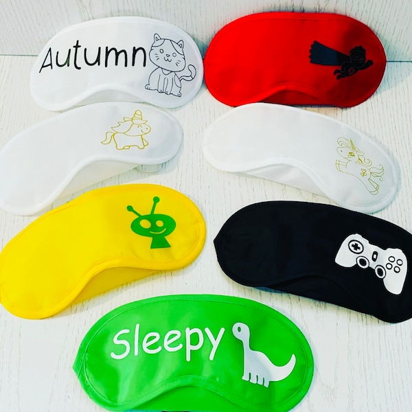 Eye masks, Lovely personalised childrens sleep mask, kids eye mask, sleepover, themed, gift, party favors, get well soon