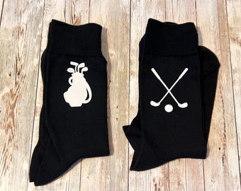 Golf Socks, Novelty Golfer Gift, Black Casual Socks, Birthday, Christmas, Fathers Day,