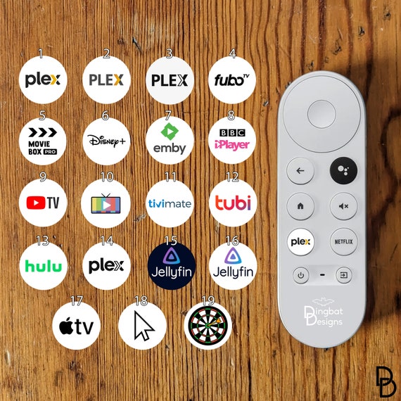 Chromecast Google TV Shortcut Stickers X6 Stickers Plex Emby Fubotv  Moviebox Iplayer DVR 