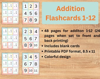 Fiszki do dodawania 1-12