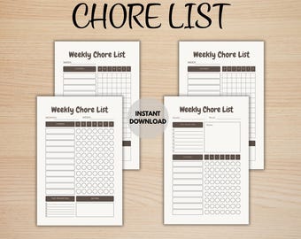 Tygodniowa tabela obowiązków do wydrukowania