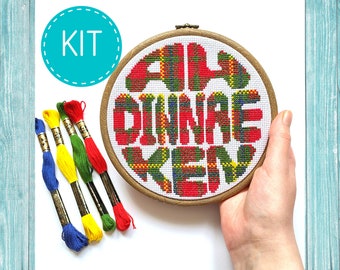 Ah Dinnae Ken Cross Stitch Kit, Scottish, Scotland, Tartan, Scottish gift, Slang, Scottish language, funny cross stitch kit,