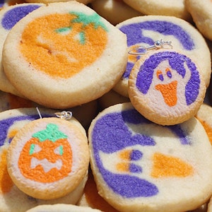 Festive Pillsbury Halloween Pumpkin and Ghost Sugar Cookie Earrings