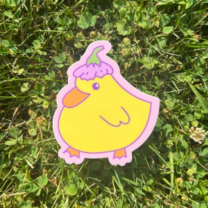 Cute Duck Sticker | Weatherproof Vinyl Sticker| Cute Animal Sticker| Pink Flower Sticker| Nature Sticker | Ducks | Daisy