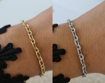 Women's bracelet in silver or gold stainless steel | Small mesh bracelet | Small chain bracelet | Thin adjustable bracelet gift idea