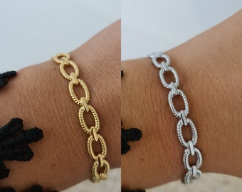 Adjustable gold or silver stainless steel bangle, women's bracelet, gold bangle, golden bracelet, mesh bangle, steel jewelry, gift, adjustable
