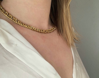 Thick curb chain, thick curb chain necklace, thick curb chain necklace, gold stainless steel curb chain choker