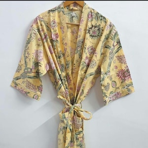 Robes, Lightweight pure cotton kimono robe, ladies night gown, kimono dressing gown, bridesmaid gowns, sustainable women bathrobe, Kimono