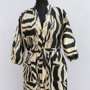 Personalized Women&#39;s Zebra Robe, Holiday Robe Gift, Women&#39;s Animal Print Robe, Christmas Gift for Her, Custom Made , Zebra Print Robe.